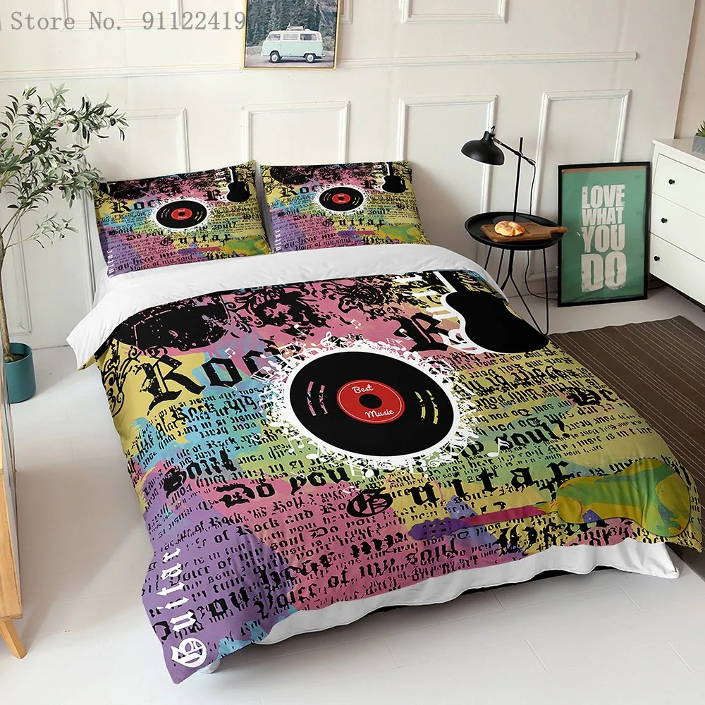 

Cool Guitar Musical lnstruments Pattern Duvet Cover Bedding Set For Kids Children Bedroom Comforter Quilt Cover Home Bed Decor