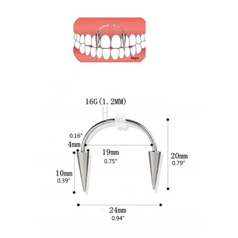 

2Pcs 16g Spike Lips Hoop Rings Vampire Teeth Surgical-Steel Spiked Body Jewelry