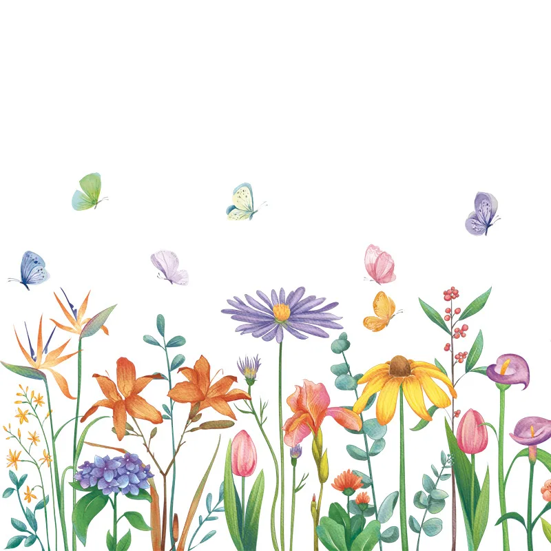 Красочные цветы наклейки на стену для гостиной спальни ТВ диван фон съемные DIY