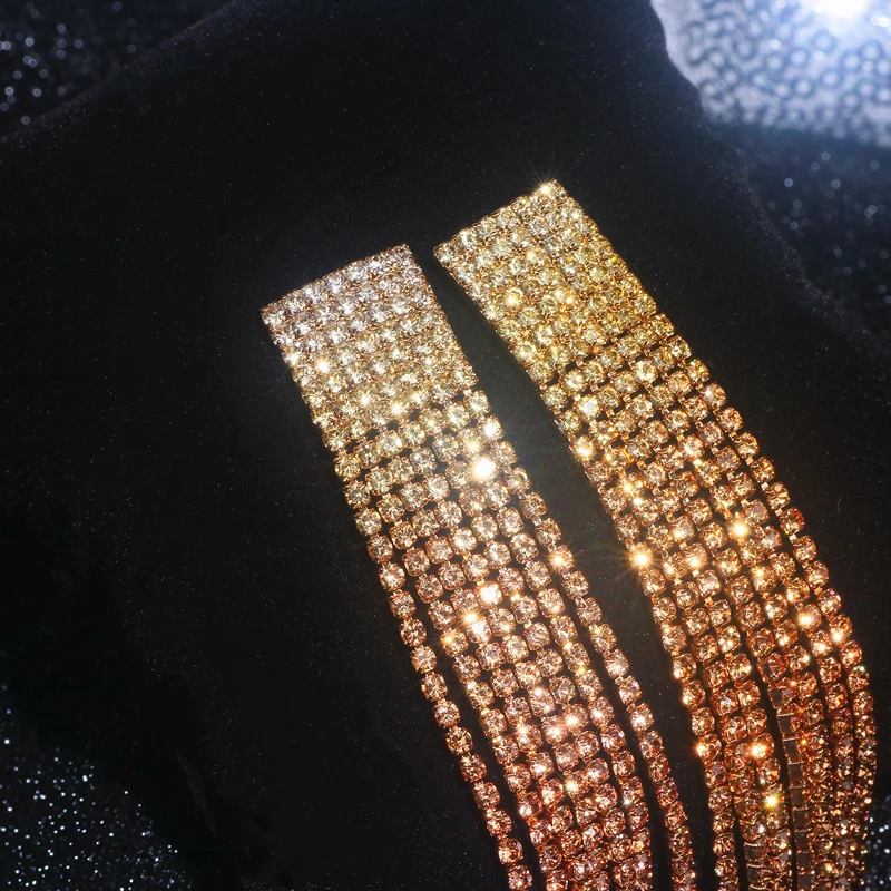 Серьги-подвески с кристаллами для женские блестящие со стразами длинные висячие