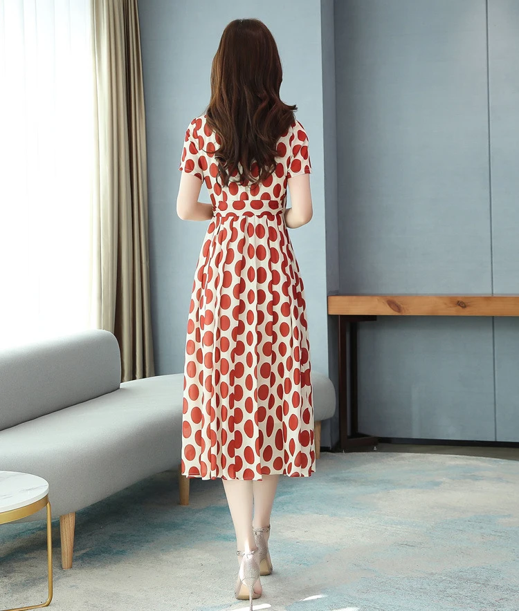 Женское платье с принтом лето 2020 новинка в горошек большой размер темперамент