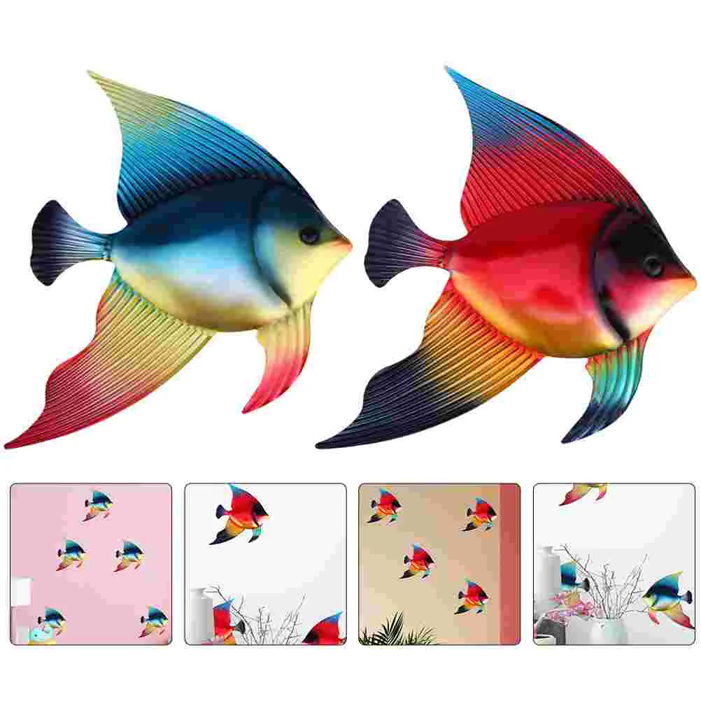 

2 шт. модный металлический Настенный декор в виде рыбы, художественная скульптура в виде рыбы, подвесное украшение