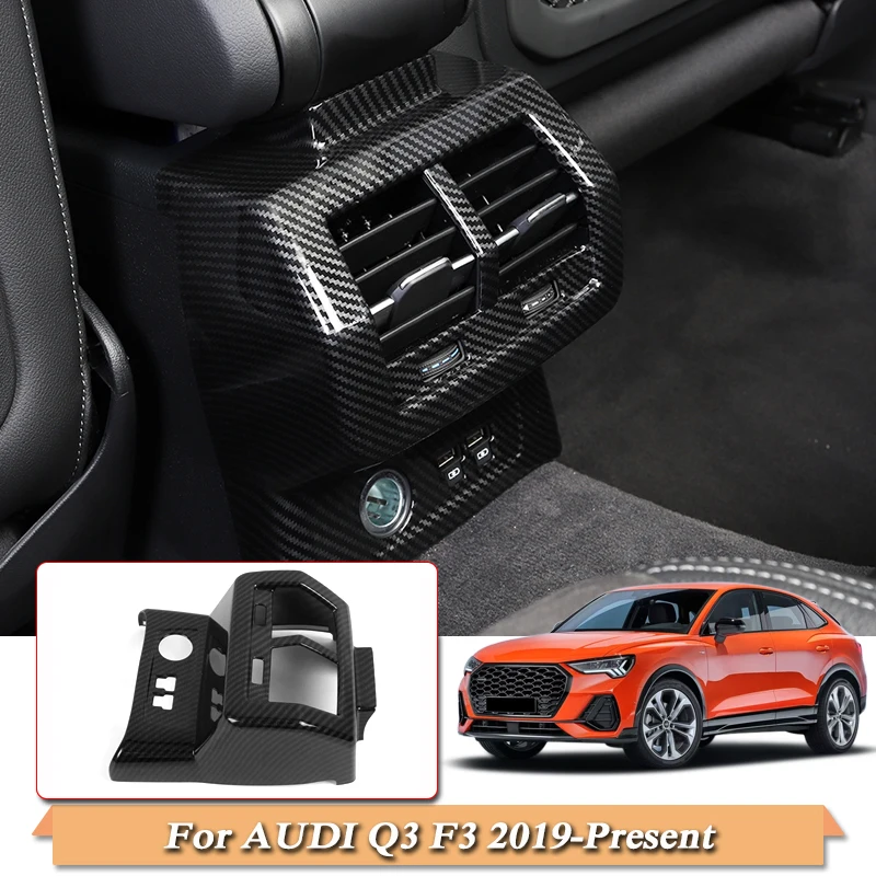 ABS для Audi Q3 F3-Настоящее Авто Стайлинг ВНУТРЕННИЙ Задний вентиляционный отверстие блесток задняя крышка розетки наклейка Внутренняя Рамка-аксессуар