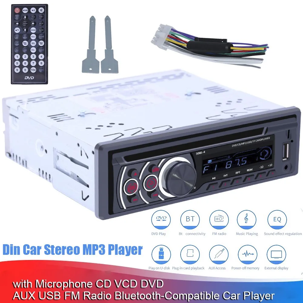 

1 Din 8169A автомобильный радиоприемник, mp3-плеер с микрофоном, CD, VCD, DVD, AUX, USB, FM, стерео, Bluetooth, автомобильный радиоприемник для громкой связи