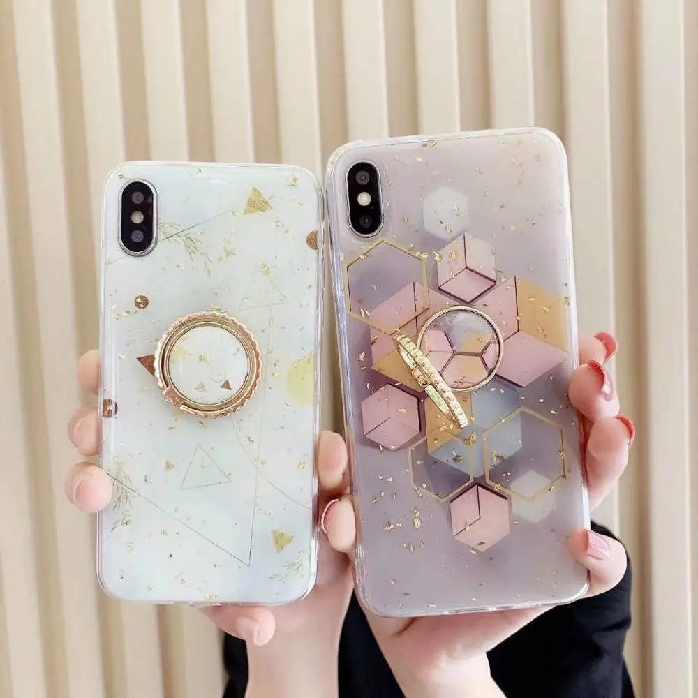 Модный мягкий силиконовый чехол для телефона с кольцом кронштейном iPhone 11 11Pro X XS Max