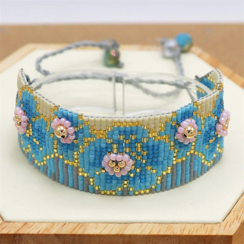 

Женский плетеный браслет ZHONGVI MIYUKI, Ювелирное Украшение с цветами, браслет на запястье, ручная работа, в богемном стиле, лето 2020