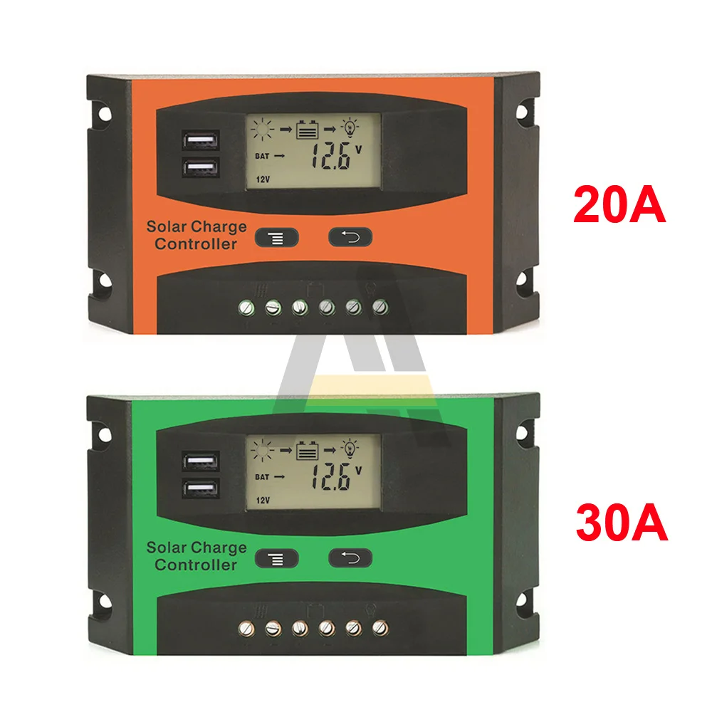 

20A 30A Solar Charge Controller Solar Panel Battery Regulator with USB Port 12/24V PWM Auto Parameter Charge Regulator Panel