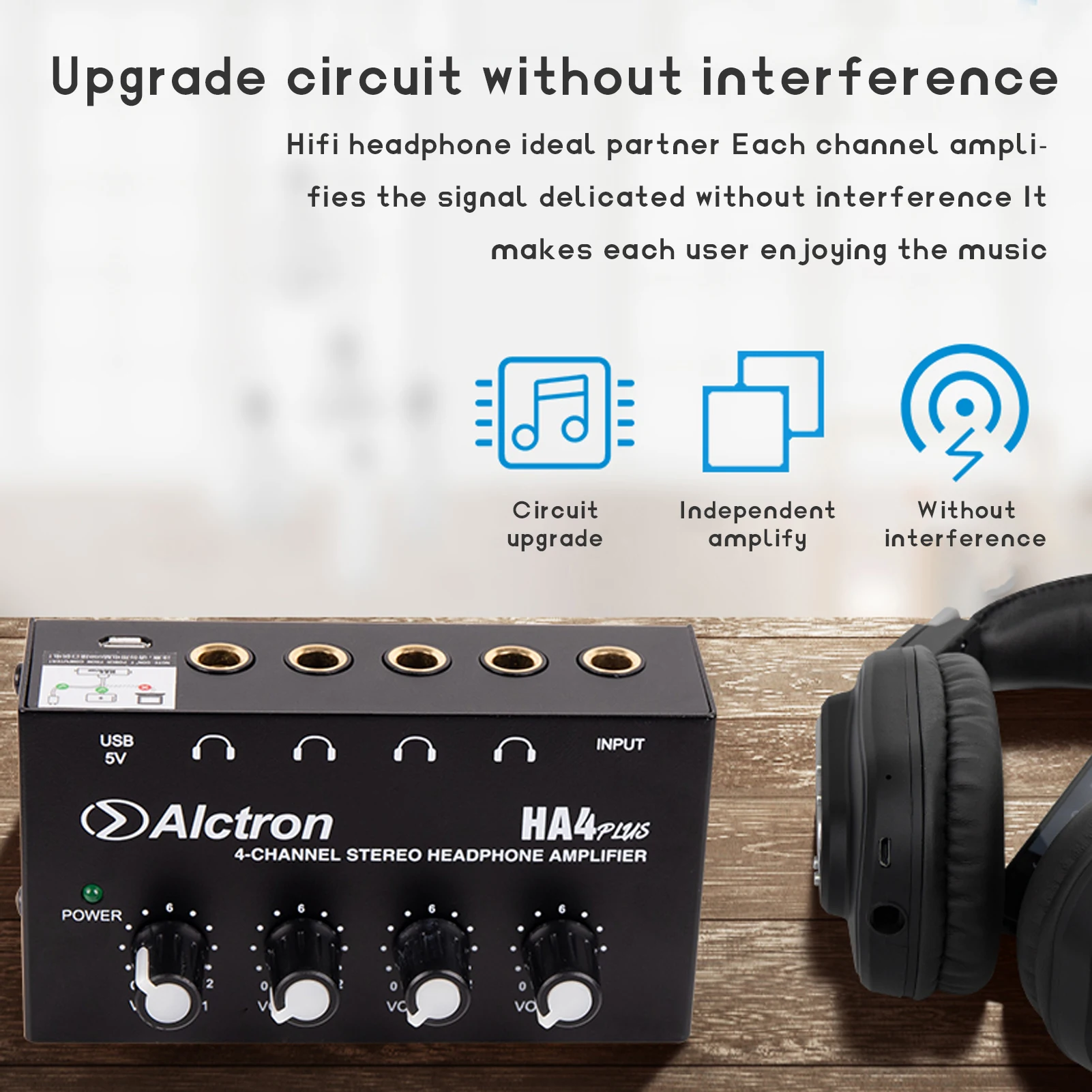 

HA4PLUS Compact 4 Channels Mini Stereo Headphone Amplifier Portable Recording Earphone Amplifier