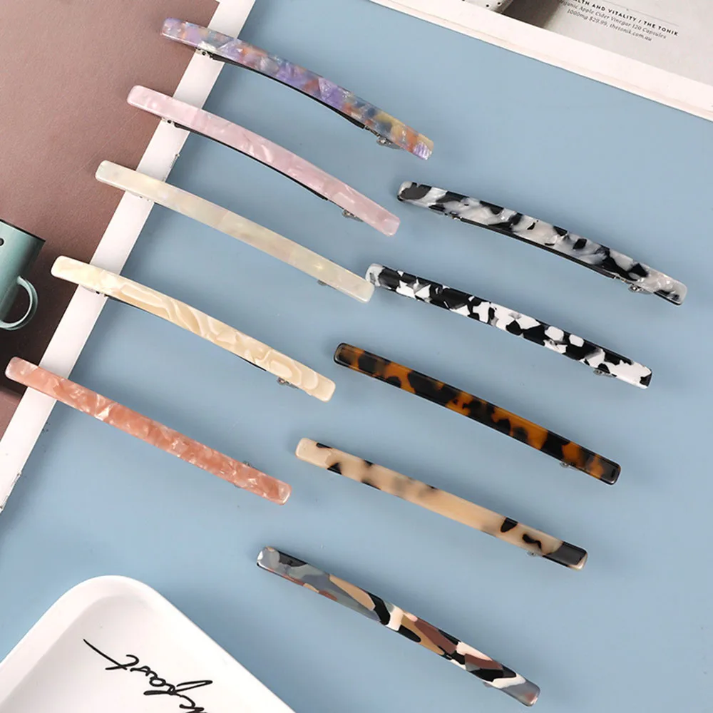 

Women Leopard Acetate Geometric Hair Clip Hairpin Vintage Hairpins Long Barrettes All Match Fashion Hair Accessories