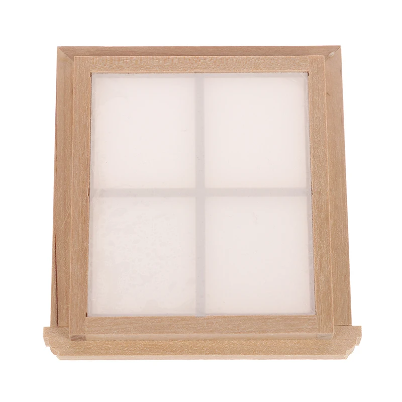 

1Pc 1/12 Dollhouse Miniature Door Furniture Wooden 4 Pane Window DIY Accessories
