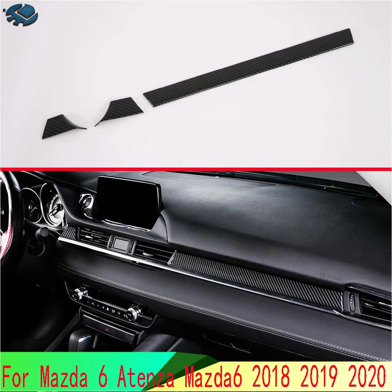 

Для Mazda 6 Atenza 2018 2019 2020 автомобильные аксессуары из углеродного волокна центральная консоль внутренняя панель приборов вокруг отделки