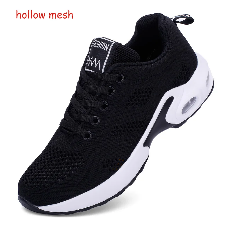 Hollow Mesh Black Женские кроссовки; повседневные сетчатые кроссовки; цвет розовый; женская обувь на плоской подошве; легкие мягкие кроссовки; дышащая обувь; Баскетбольная обувь размера плюс - Цвет: Hollow Mesh Black