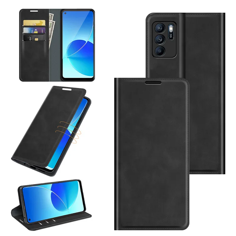 

Магнитный чехол для OPPO Reno 6Z, чехол для OPPO Reno 6Z, кожаный чехол-книжка с бумажником, кожаный чехол для OPPO Reno 6Z