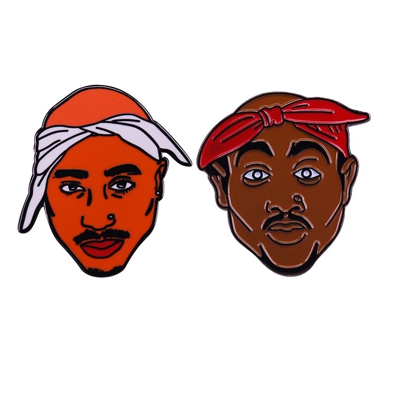Эмалированная брошь Tupac Shakur в виде певицы рапера 2pac Thug Life стиле хип хоп со