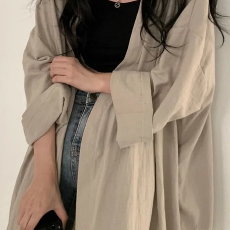 

Basic Jackets Women Summer Outerwear Pure Popular Casual Sun-proof Long-style College Open Stitch Loose Fashion All-match Daily