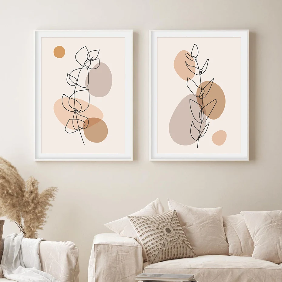 

Trendy Minimalist Botanical Branch Leaves Abstract Posters Canvas Painting Wall Art Print Pictures Bedroom Interior Home Decor