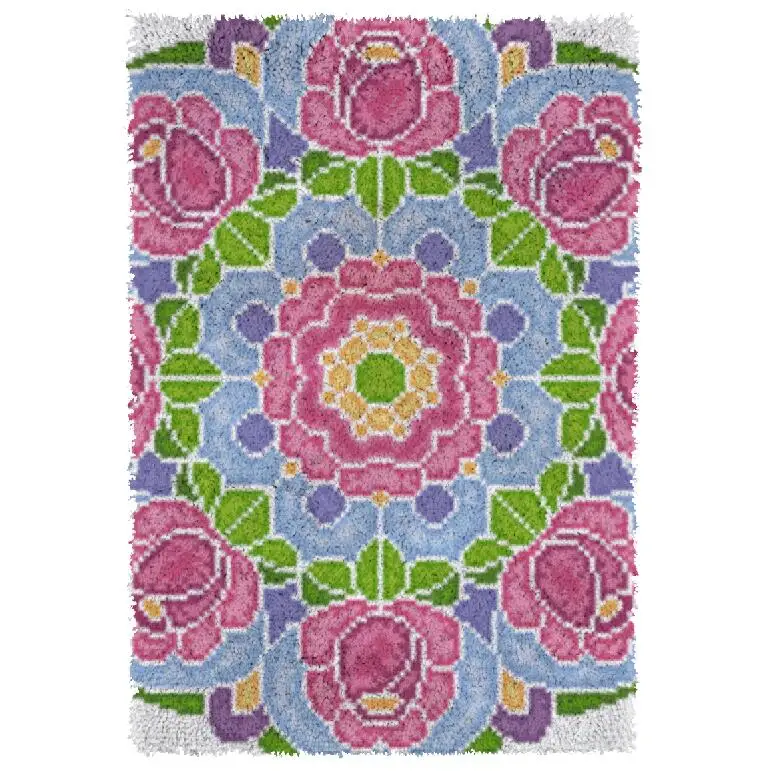 

DIY Latch Hook Kit with Printed Mandala Pattern Crochet Needlework Crafts for Kids and Adults Includes Hook Home Decoration