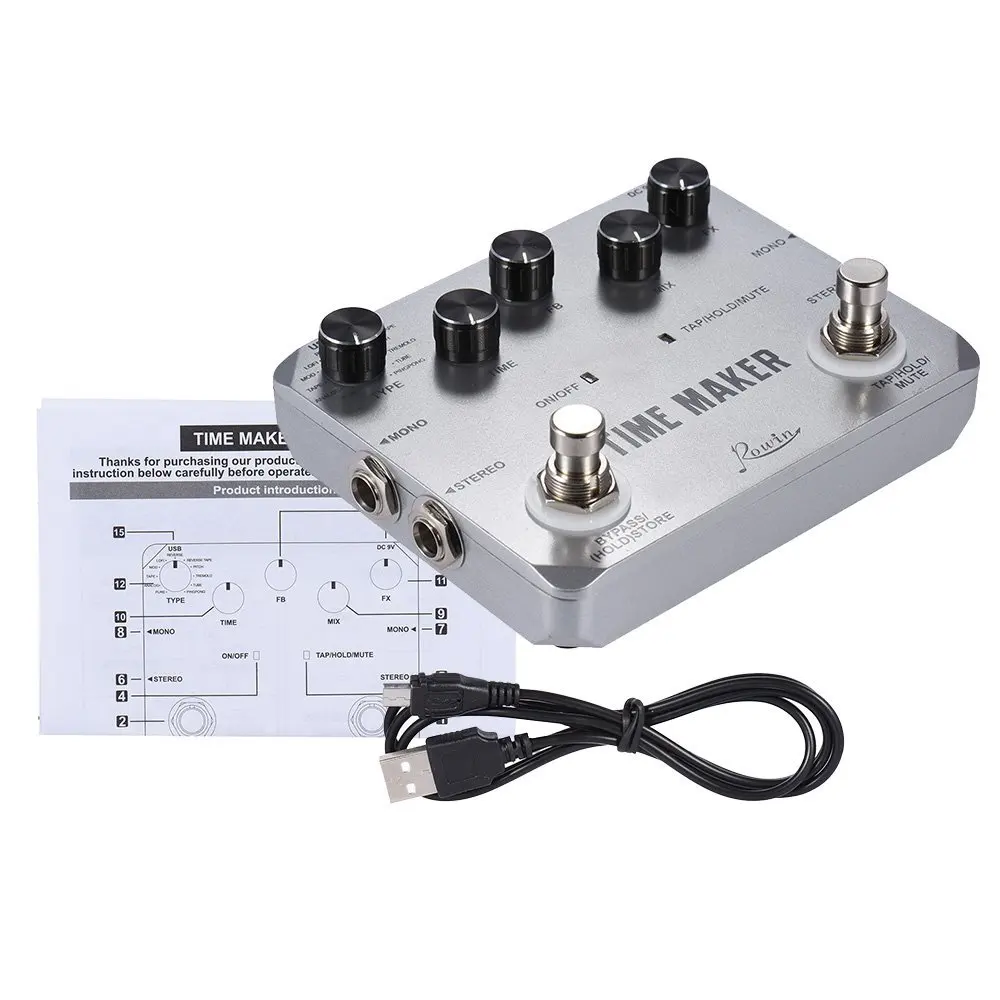 rowin ltd 02 gitarre zeit maker pedal ultra verzögerung wirkung pedale für elektrische gitarren 11 arten verzögerung mit tap tempo funk