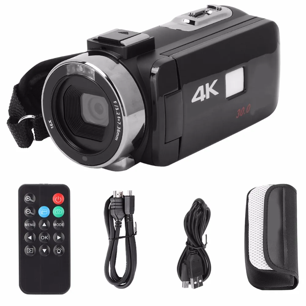3 дюйма 4K HD видео Камера Wi-Fi Ночное видение 16x Zoom ультра-hd Сенсорный экран Цифровая видеокамера Камера комплект с пультом дистанционного управления Управление