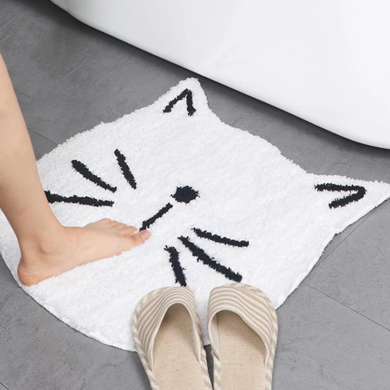 

Cute Cat Shape Bathroom Carpet 60*60cm Bath Mat Water Absorption Bathroom Rug Kitchen Carpet Non-slip Floor Mat Toilet Bath Rug