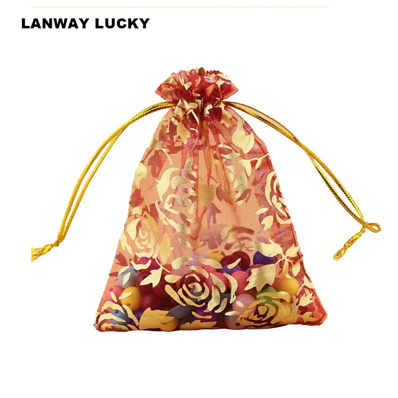 

Bronze Rose Organza Bag Organza Drawstring Top Accessories Jewelry Package Bag Wedding Candy Gift Bag