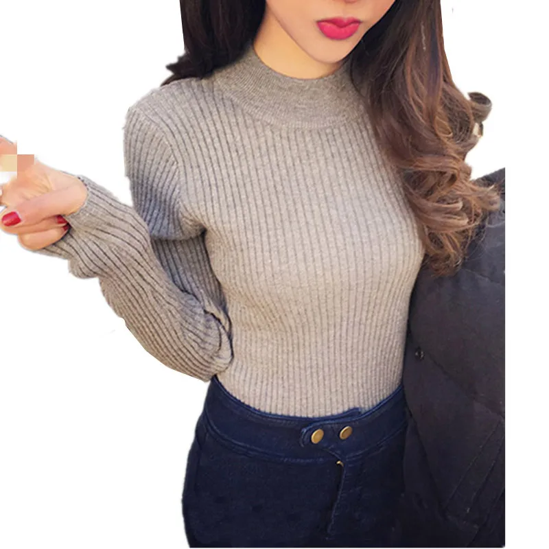 B3306 autumn winter 2020 new fashion women's wear half-high neck long sleeve slim sweater cheap wholesale | Женская одежда