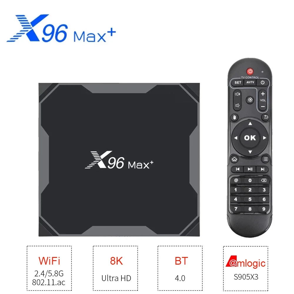 ТВ-приставка X96max Plus Android 2 4 четырехъядерный Amlogic S905x3 + 64 ГБ 8K | Электроника