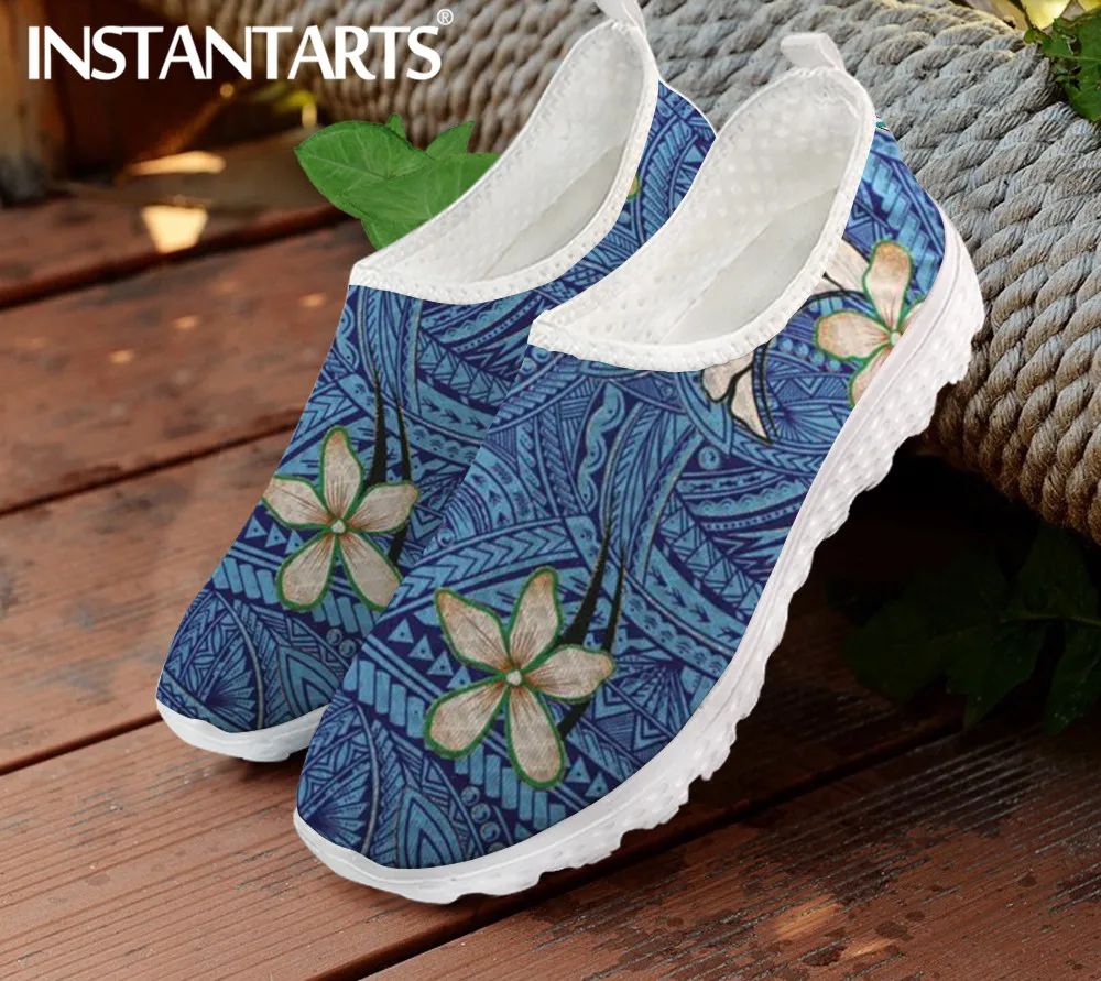

Женские кроссовки INSTANTARTS, летние дышащие лоферы на плоской подошве, с принтом в самоанском стиле, полинезийские этнические ботинки с плюмер...