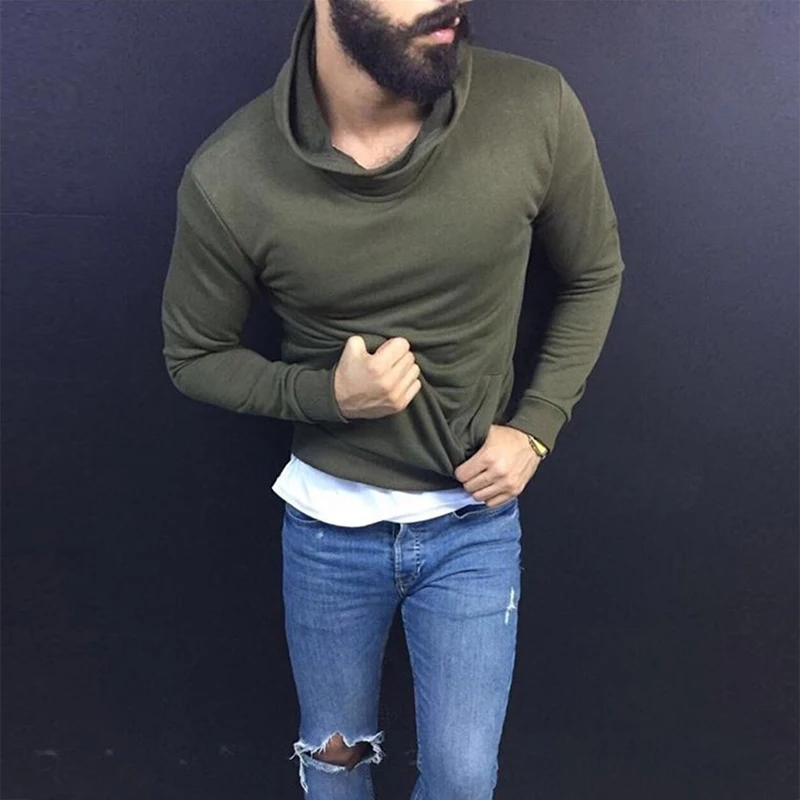 

Casual Turtleneck Solid Color Basic Tops Pullover For Men 2021 Autumn Winter Slim T-shirts Fashion Mens Long Sleeve Tees Shirt