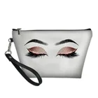 Модная Кожаная Косметичка с золотыми блестками и принтом ресниц, Женский чехол для красоты, дорожный органайзер для косметики, сумки для туалетных принадлежностей