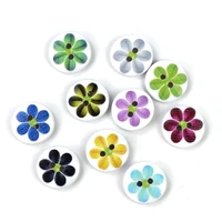 100pcs 15mm 2 holes flower pattern handmade sewing tool wooden handmade buttons scrapbooking carft for decoration