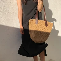 casual large capacity tote straw bags designer rattan women shoulder bag rattan handbags summer beach bali travel big purse 2021