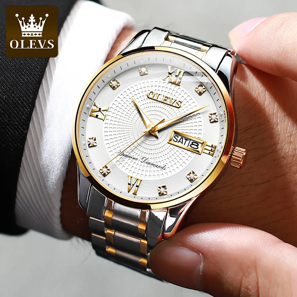 

OLEVS Men Gold Watch Luxury Men's Watches Man Automatic Mechanical WristWatches Waterproof Fashion Business Male Clock Mens Gift