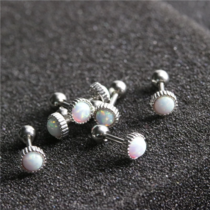 Женские круглые серьги-гвоздики из нержавеющей стали с опалом 1 шт. | Украшения и