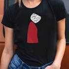 Женская футболка с коротким рукавом, круглым вырезом и надписью handmслужанка