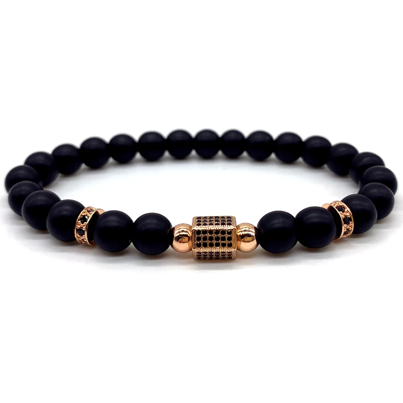 2020 винтажные технические классические мужские браслеты 8 мм с черными матовыми