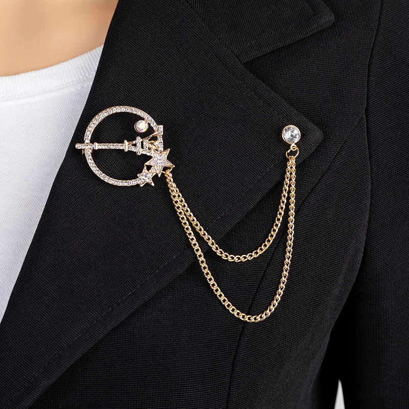 

2021 New Tower Paris Star Brooch High-End Women's Rhinestone Brooch Cute Style Gender Pin Fixed Clothes Corsage Accessorie