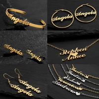 neulry women fashion custom stainless steel name necklace butterfly gold personalized initial letters customed pendant jewelry