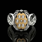 Женские и мужские кольца в стиле панк с белыми кристаллами в форме пистолета, двухцветные вечерние ювелирные изделия, подарок