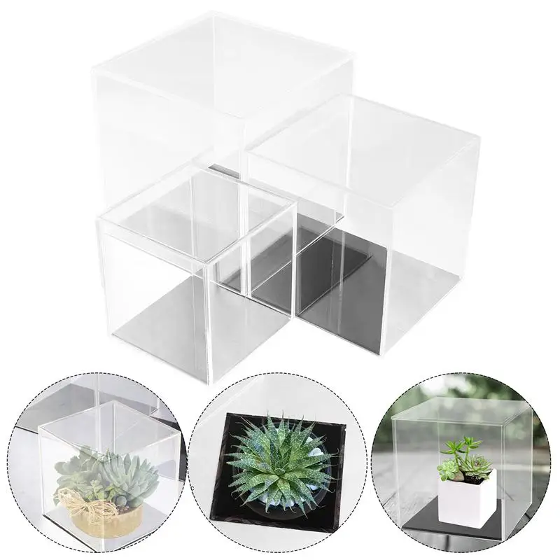 

3pcs Acrylic Display Boxes Transparent Handmade Model Display Cases (with Base)