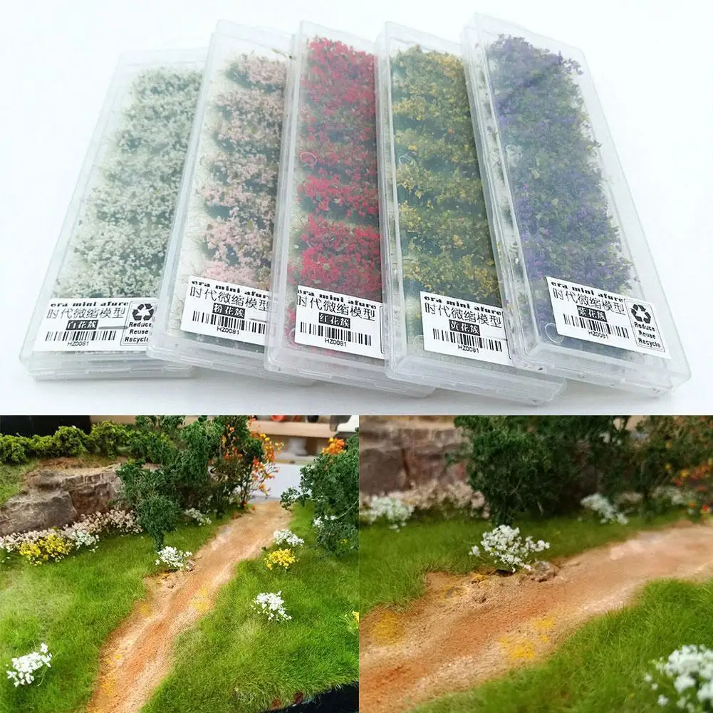 

Длинные кластеры цветов растительность зеленые листья военный поезд модель здания Diy песок стол макет для сцены поезда порошковый коврик ...