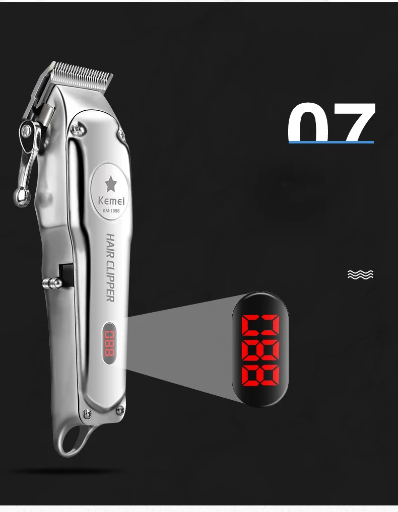 Kemei KM-1997, полностью Металлическая профессиональная машинка для стрижки волос, электрический беспроводной триммер для волос для мужчин, машинка для стрижки волос, Парикмахерская
