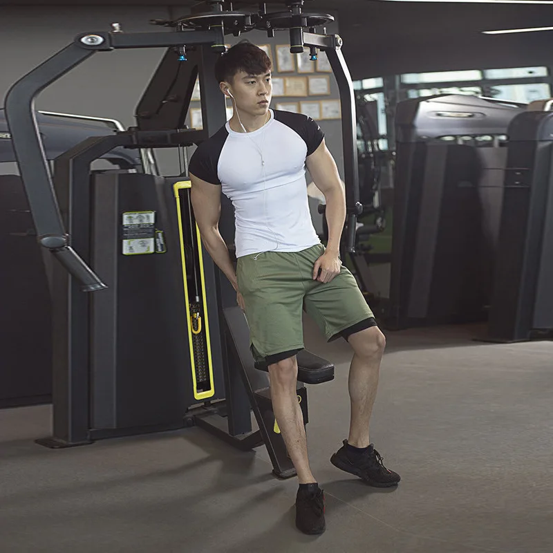

Summer Fitness Shorts Male Running Gym Muscle Sports Fake Two Quick-drying Camouflage Sports Shorts with Earphone Hole