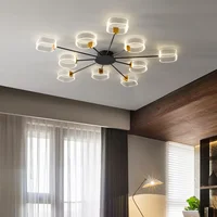 Black Modern LED Chandelier For Living Room Bedroom Chandeliers Acrylic shade loft restaurant lighting fixtures hanging lamp