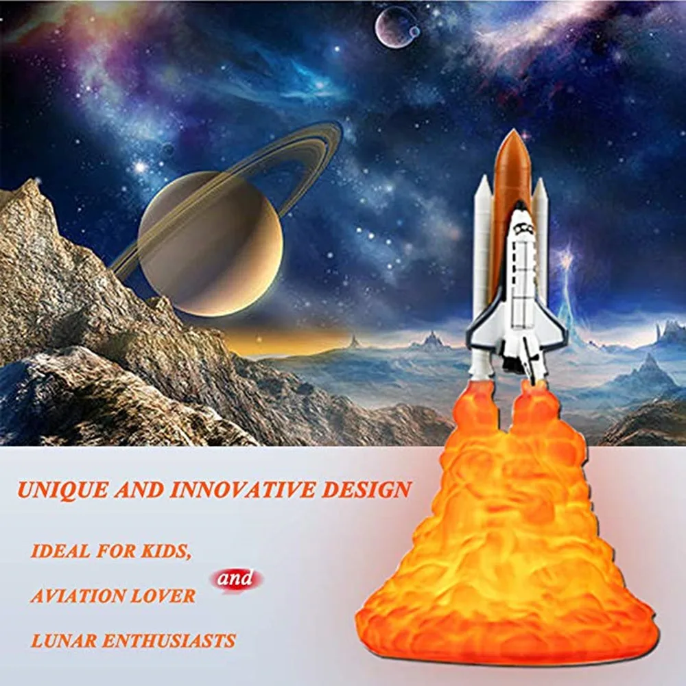 2019 новейшая дропшиппинг 3D печать космический челнок лампа перезаряжаемая