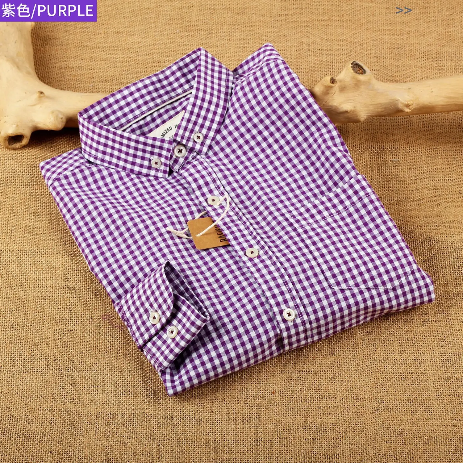 

Plaid Shirt Men's long sleeve 50 thread pure cotton American men's shirt AF Style Men's wear