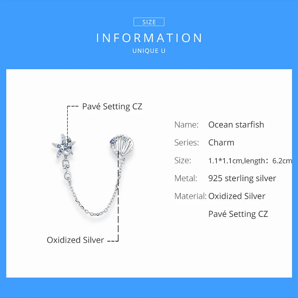 Цепочка с силиконовой подвеской для браслета или морскими звездами и ракушками |