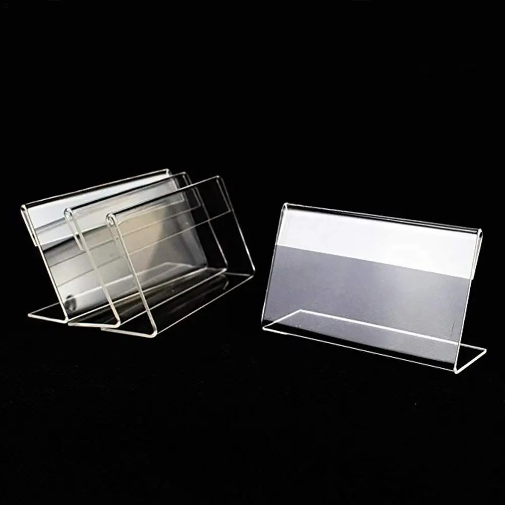 

Acrylic L-shaped Transparent Desk Card Clear Plastic Desk Sign Label Frame Price Tag Display Paper Holders Acrylic Display Stand