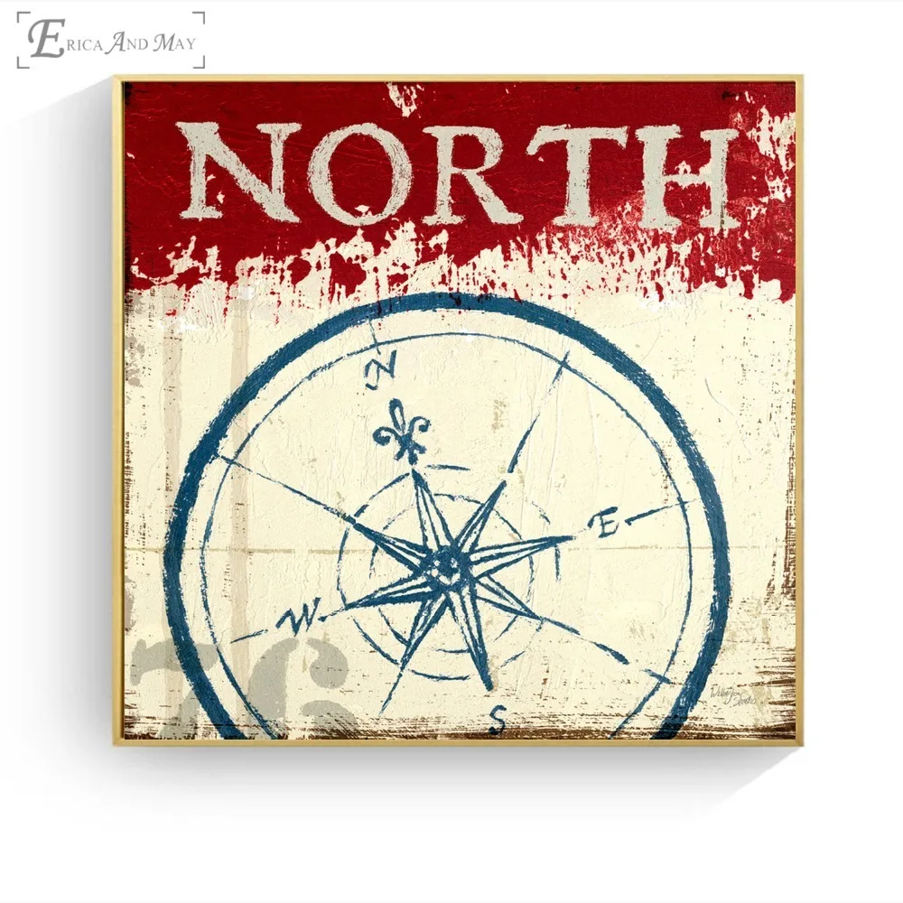 Anchor Nautical Compass Poster Prints Oil Painting On Canvas Wall Art Murals Pictures For Living Room Decoratio No Frame | Дом и сад