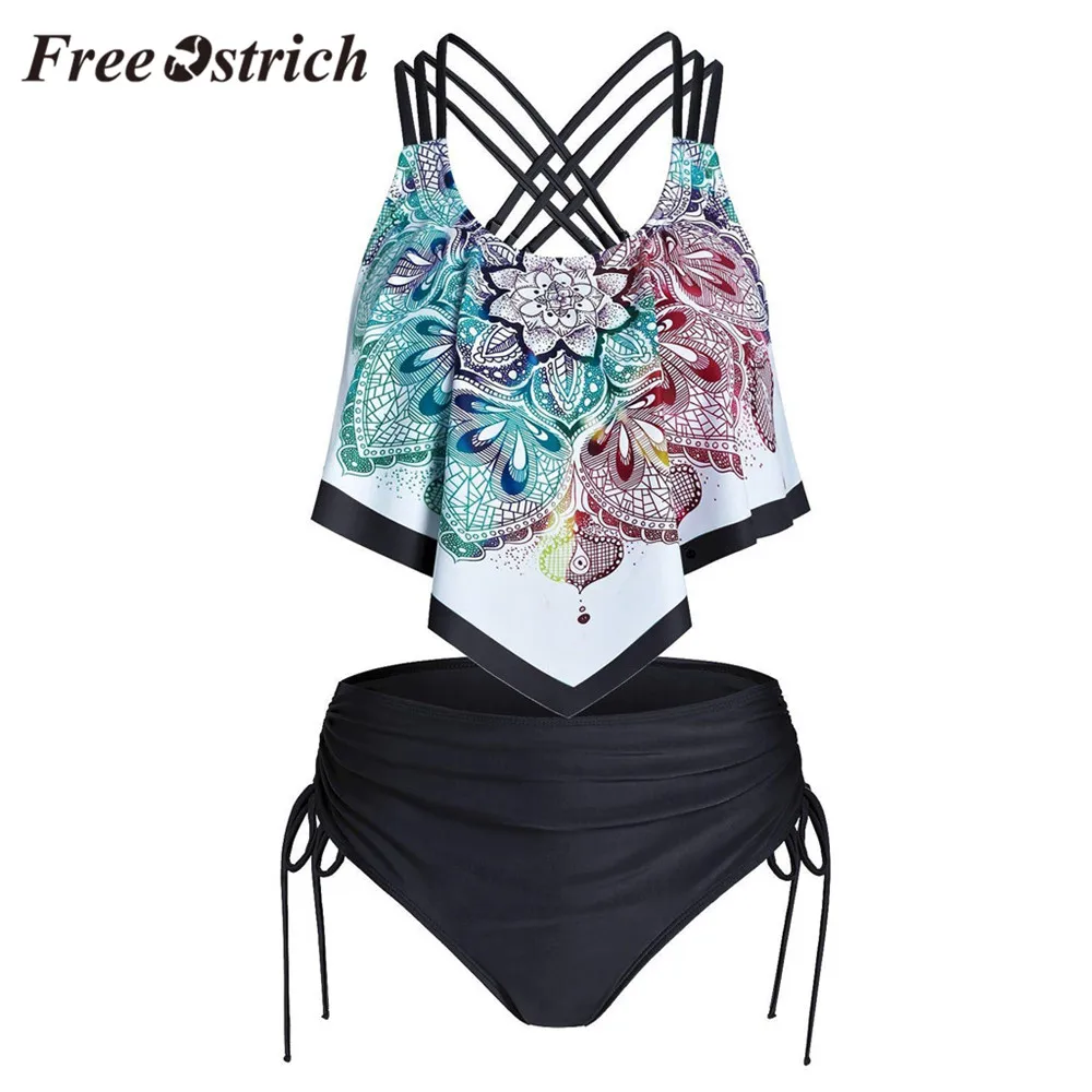 Бесплатное сексуальное женское белье страуса цветочное бикини с оборками